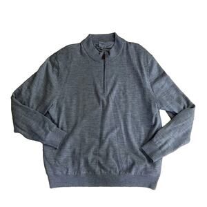 Fennec 2XL Merino Wool Golf Sweater Gray 1/4 Zip Pullover Lined Luxury Classic
